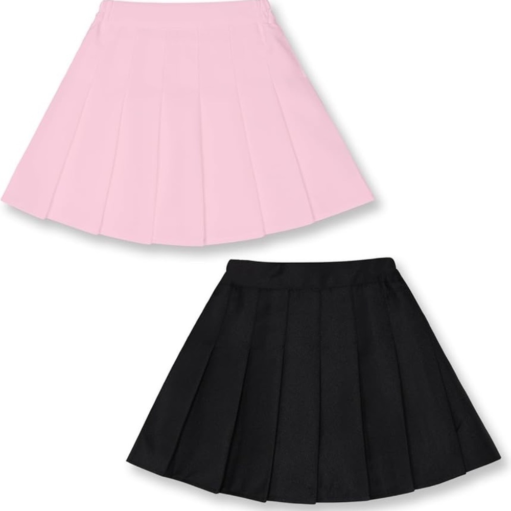 Girls 2-Piece Mini Flare Skirt, Skort High Waist Pleated Stretch Skirt Size 8